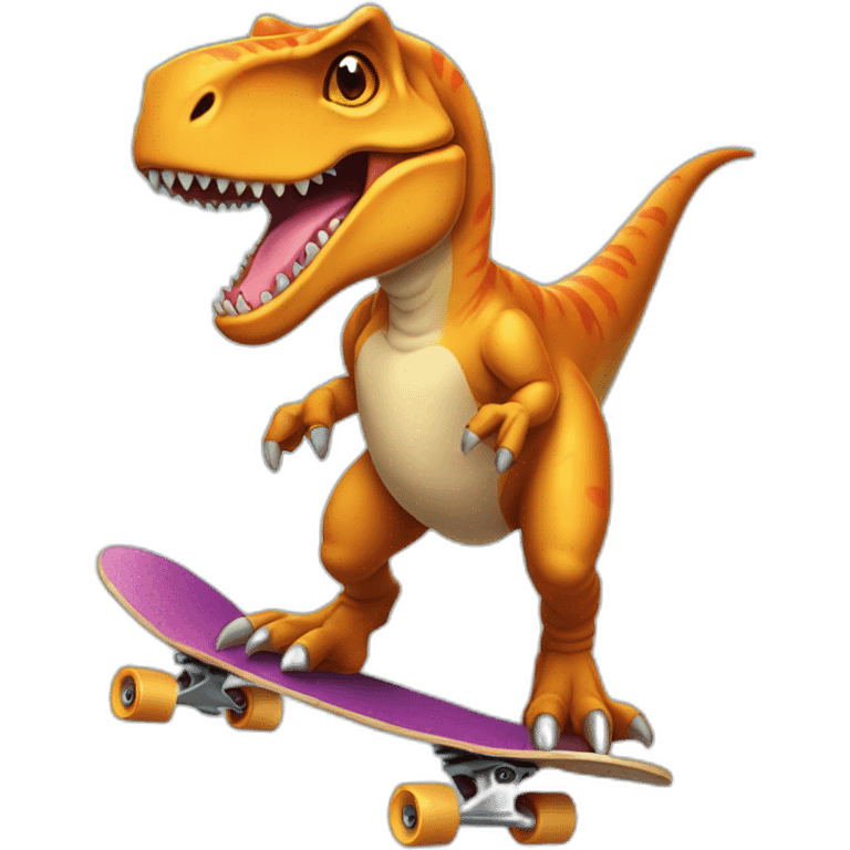 t-rex in skateboard emoji