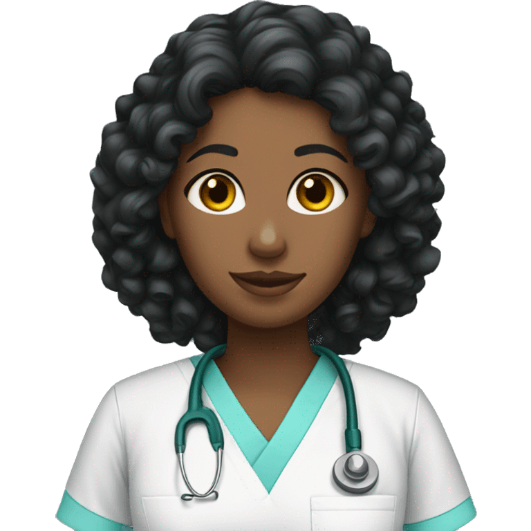 Black Curly hair woman in scrubs  emoji