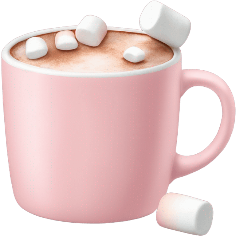 Light Pink mug of hot chocolate with marshmallows  emoji