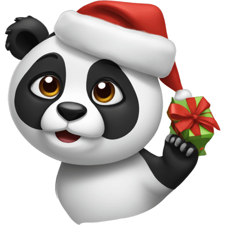 A Christmas panda emoji