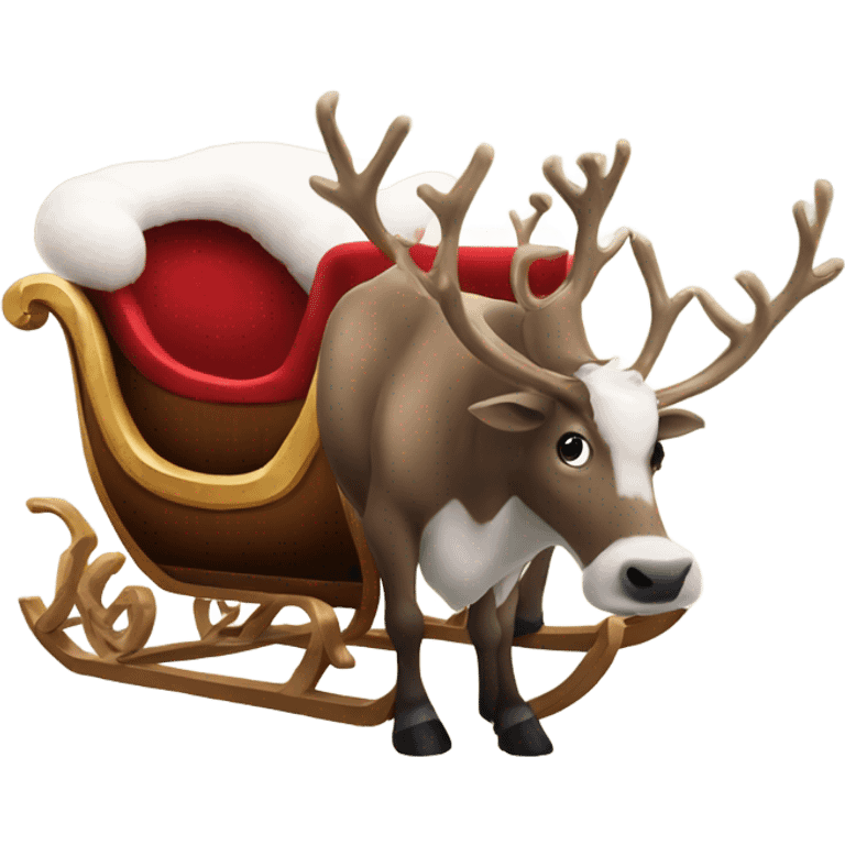 Santa’s sleigh and reindeer but cows instead emoji