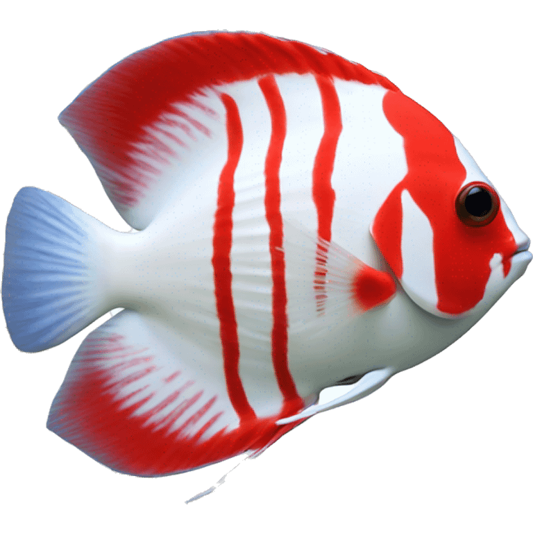 discus fish white red emoji