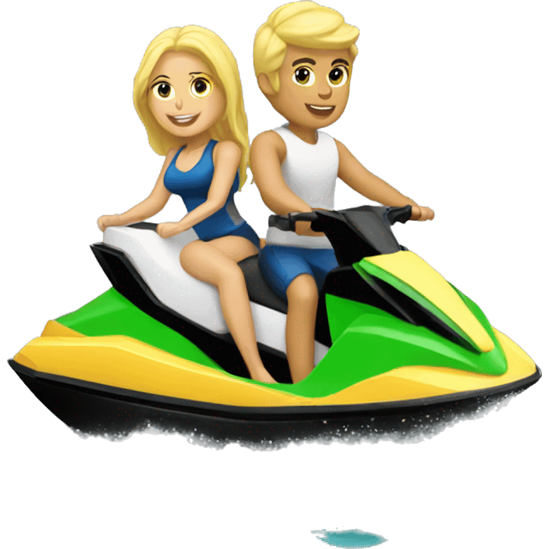 blonde male an female riding jetski emoji