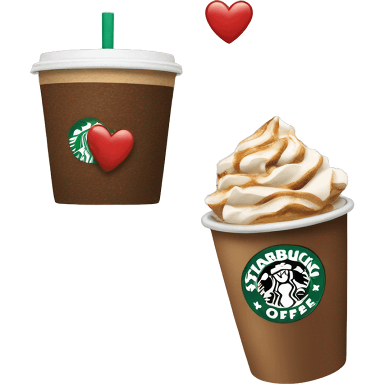 Starbucks coffe and heart emoji