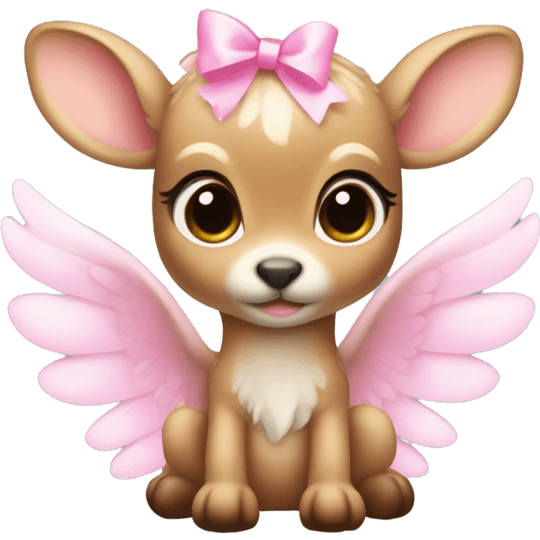 Baby fawn with pink bow and angel wings emoji