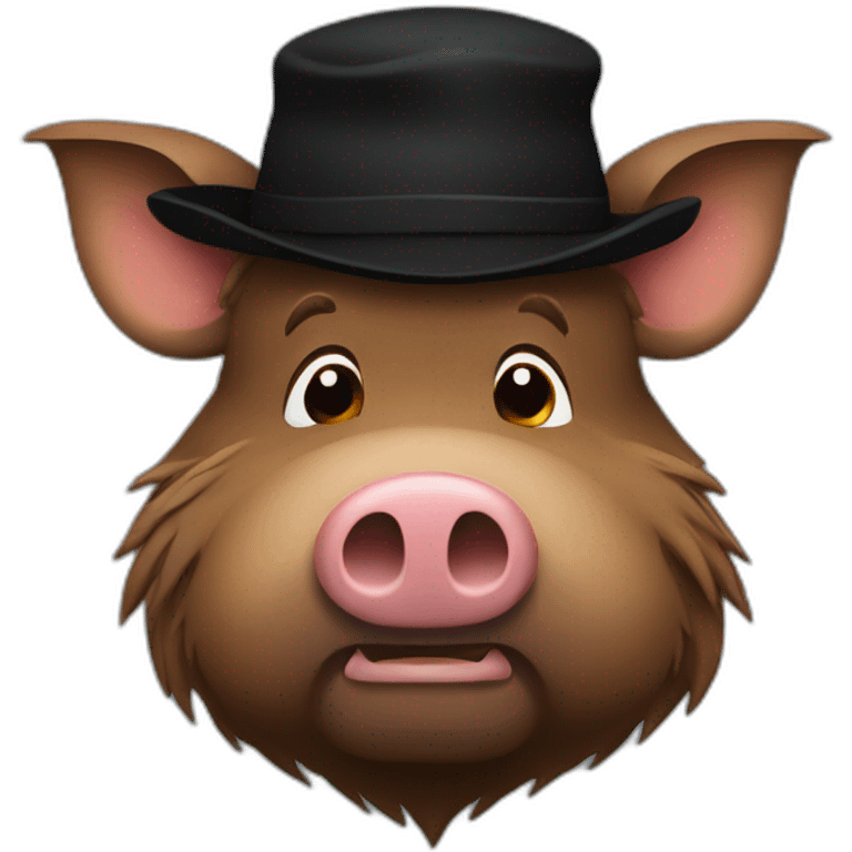 fullface depressed brown boar with stubble in a black winter hat emoji