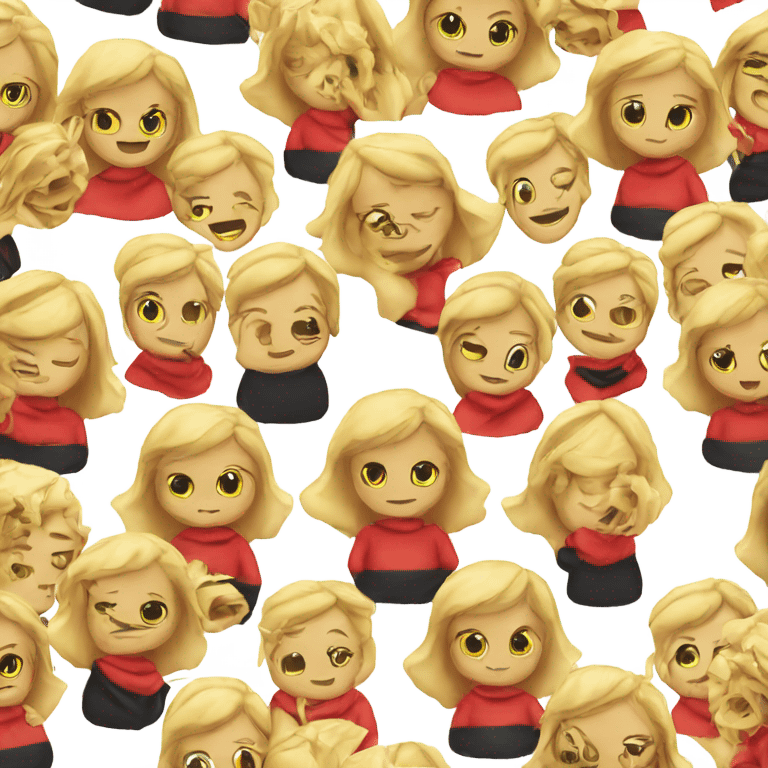 Blonde women wearing a red sweater and black skirt  emoji