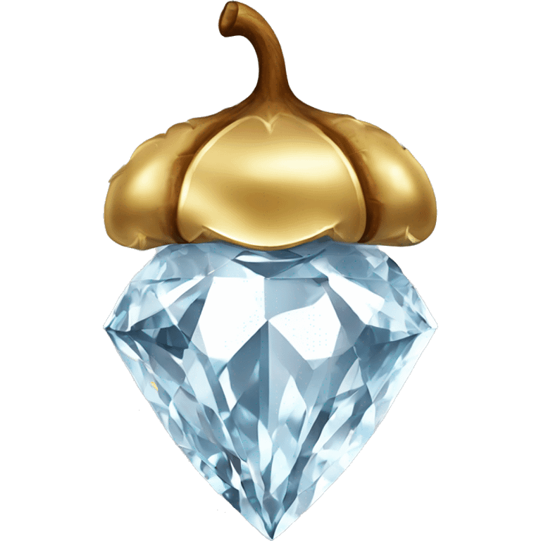 a Diamond Acorn, sparkling cut diamond, with stem of gold emoji