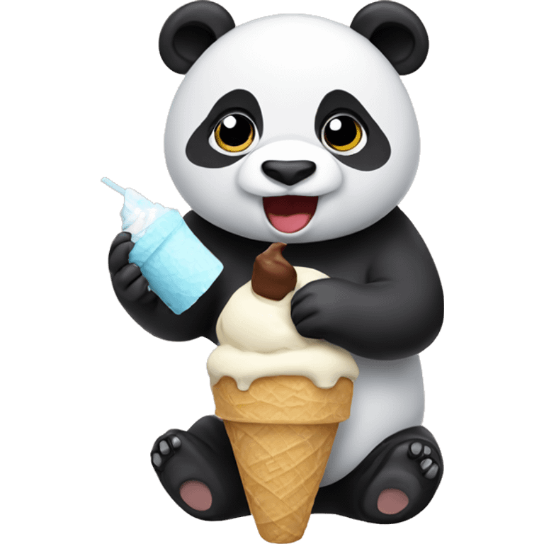 Panda eating ice cream emoji