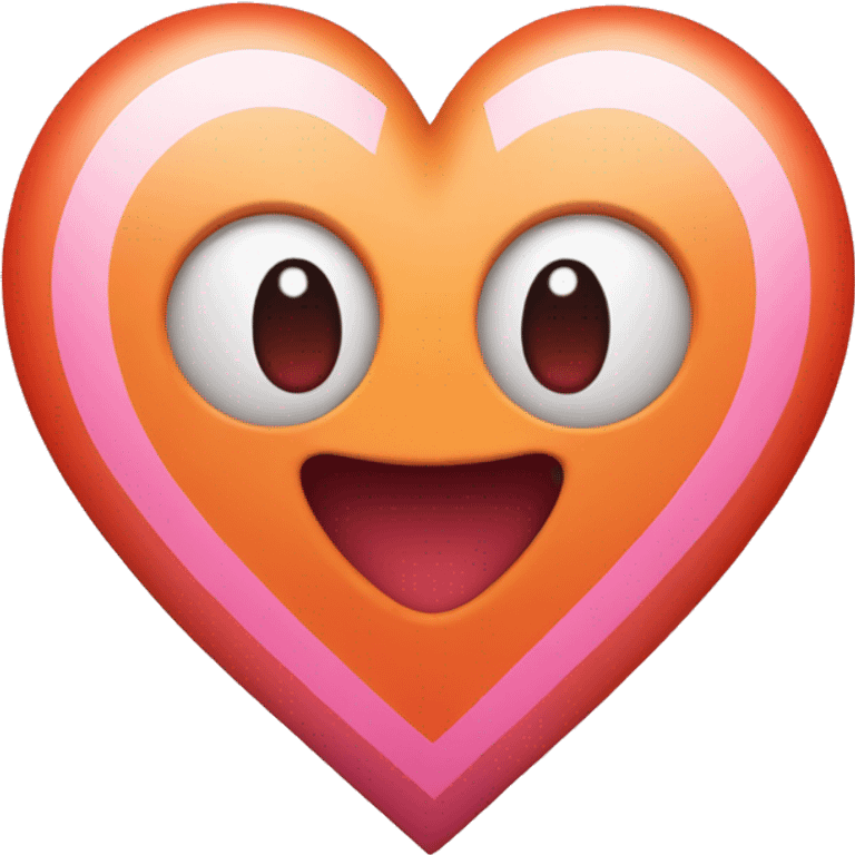 heart with stripes: red orange white pink (straight stripes, eyed color one time and in order- maybe a gradient) emoji