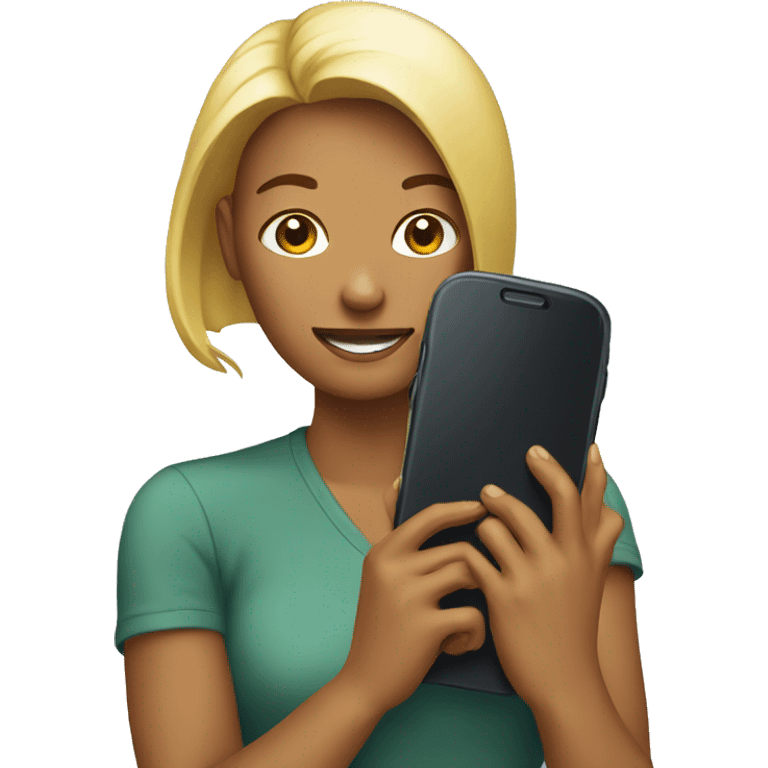 woman showing big phone emoji