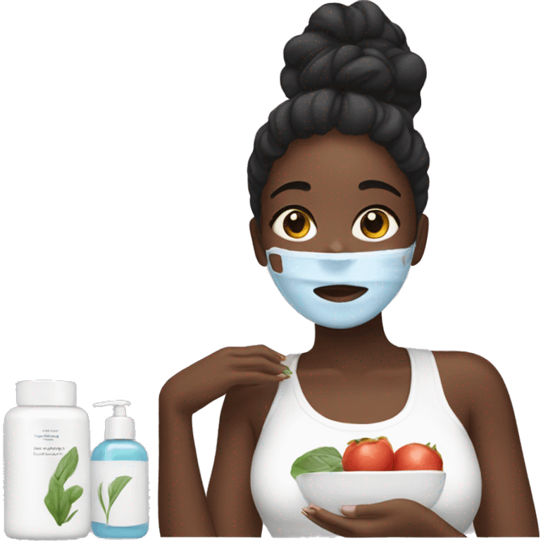 Black girl doing skin care  emoji