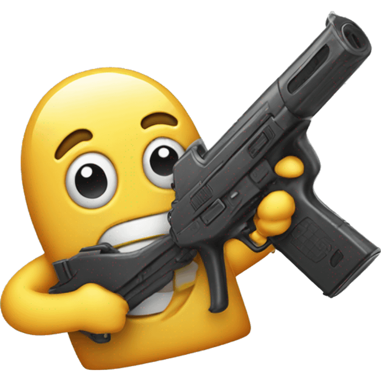 A game controller dancing holding a gun emoji