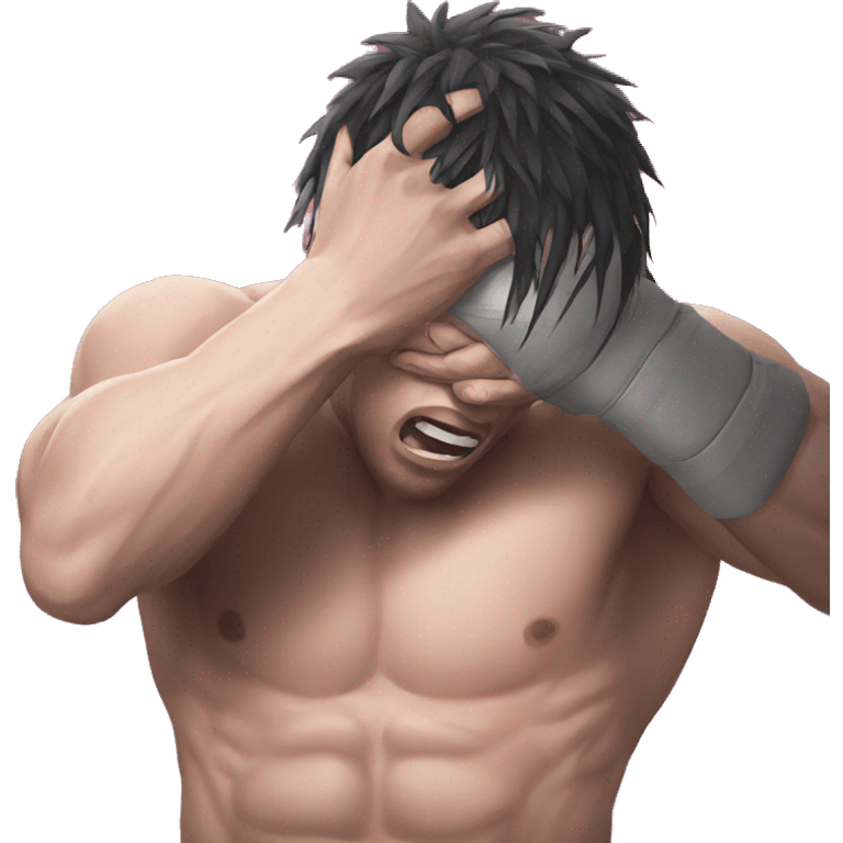 an mma fighter in pain covering his face emoji