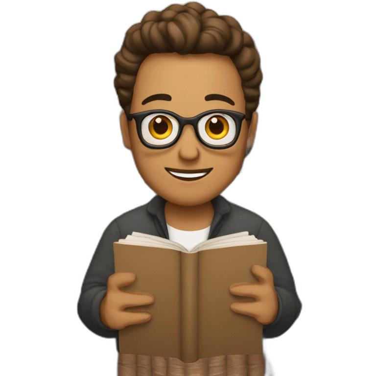 writer with a stack of books emoji