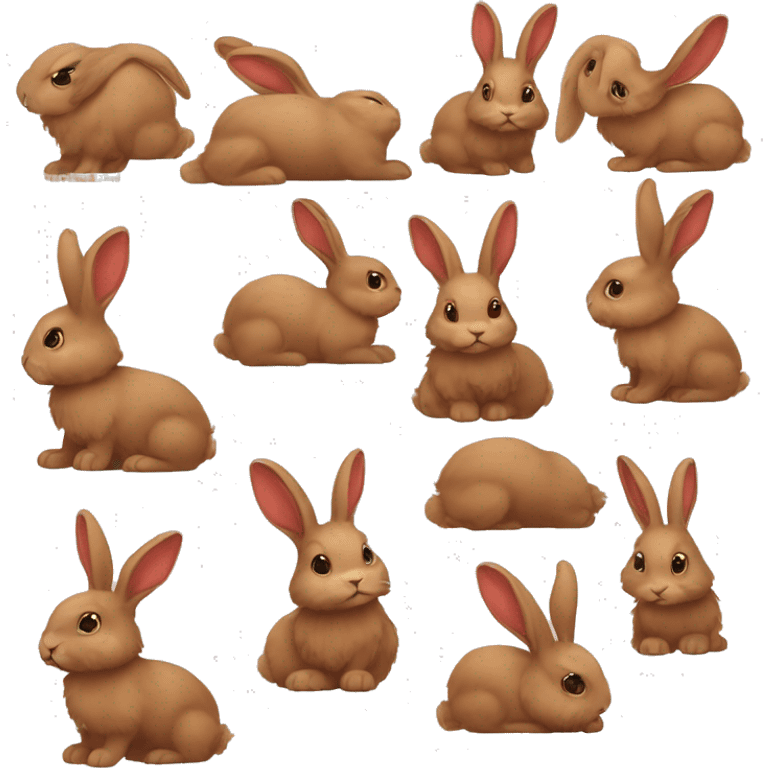 Cute feminine Fluffy brown rabbit, long floppy downwards ears, wearing red tshirt  emoji