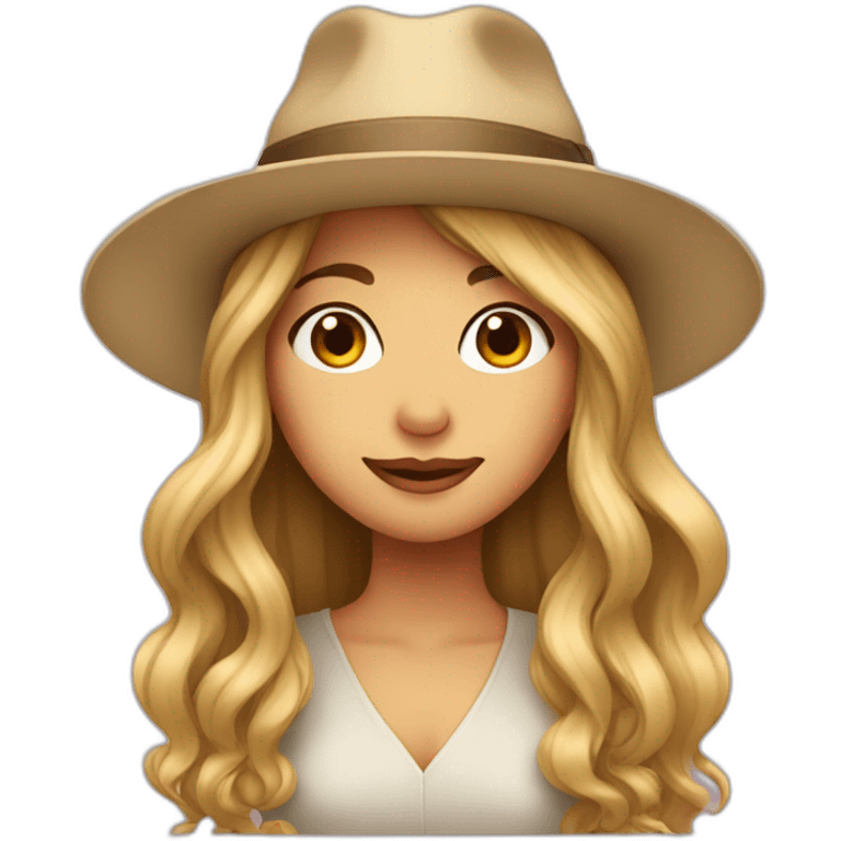 a woman with long hair and a pretty hat emoji