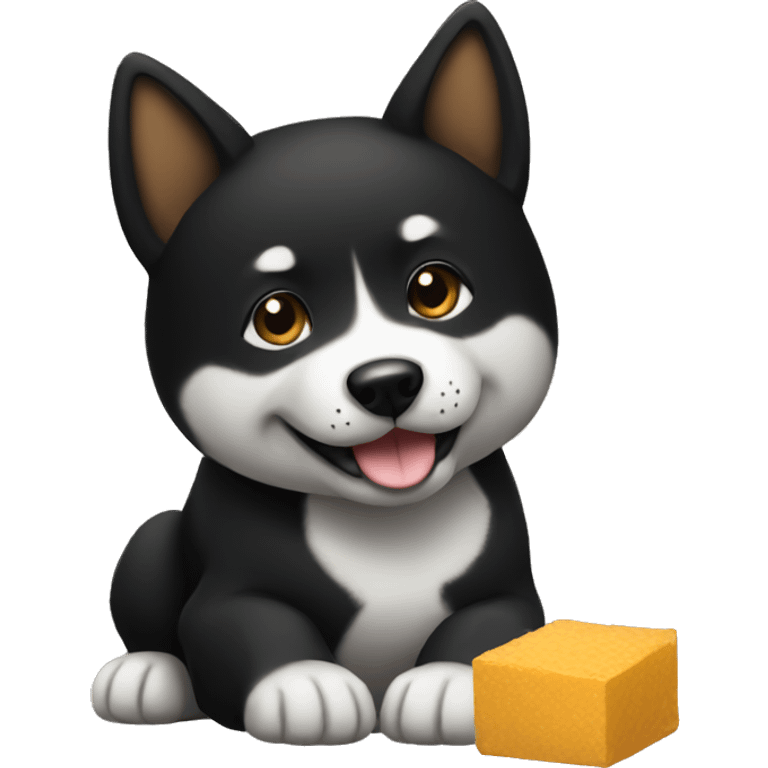 black shiba working emoji