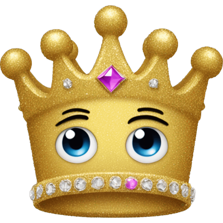 glittery crown with sad face and sad eyes on the crown a crown emoji  emoji