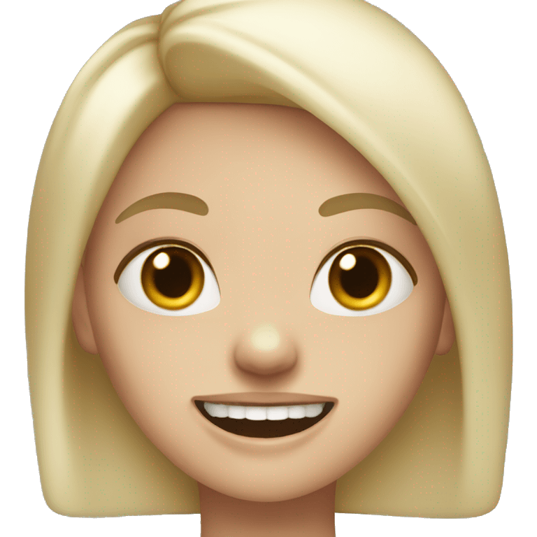 white blond girl with big teeth, bandage around the head emoji