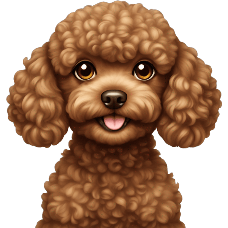 Brown toy poodle with her belly up emoji