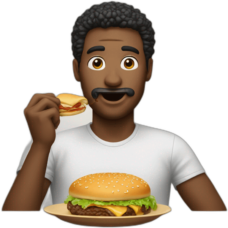 A man eats Hamburg emoji