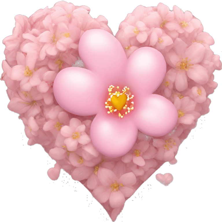 Delicate pink heart and flowers inside emoji