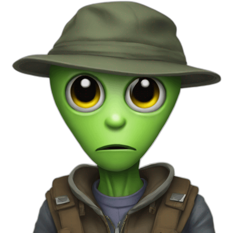 flat cap alien emoji