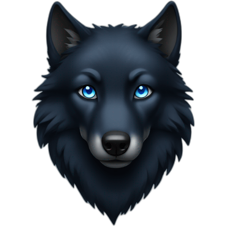 a full black wolf with blue eyes emoji