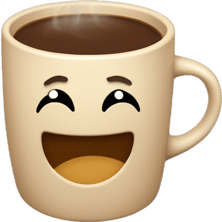 A hot coffee in a beige mug  emoji