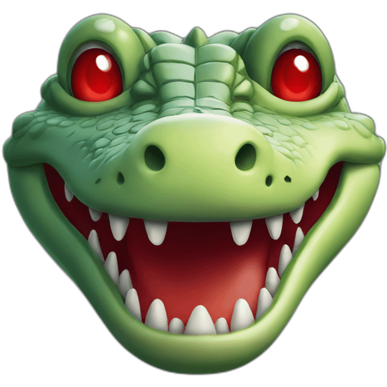 crocodile with red eyes shaped as a heart emoji