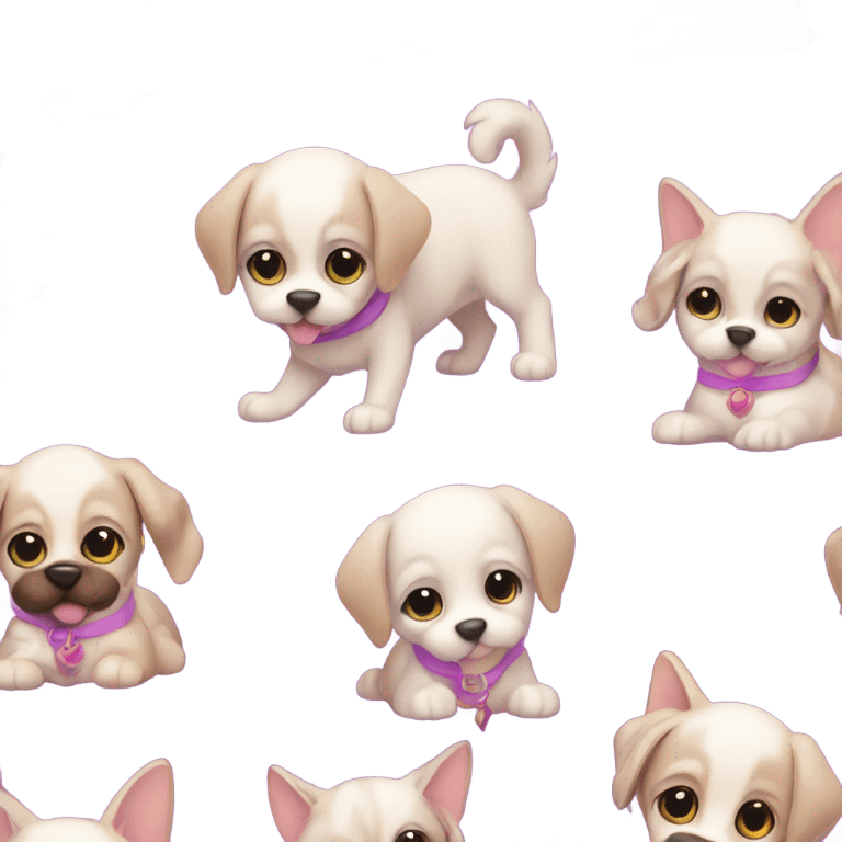 Cat and dog puppies purple color and pink  emoji