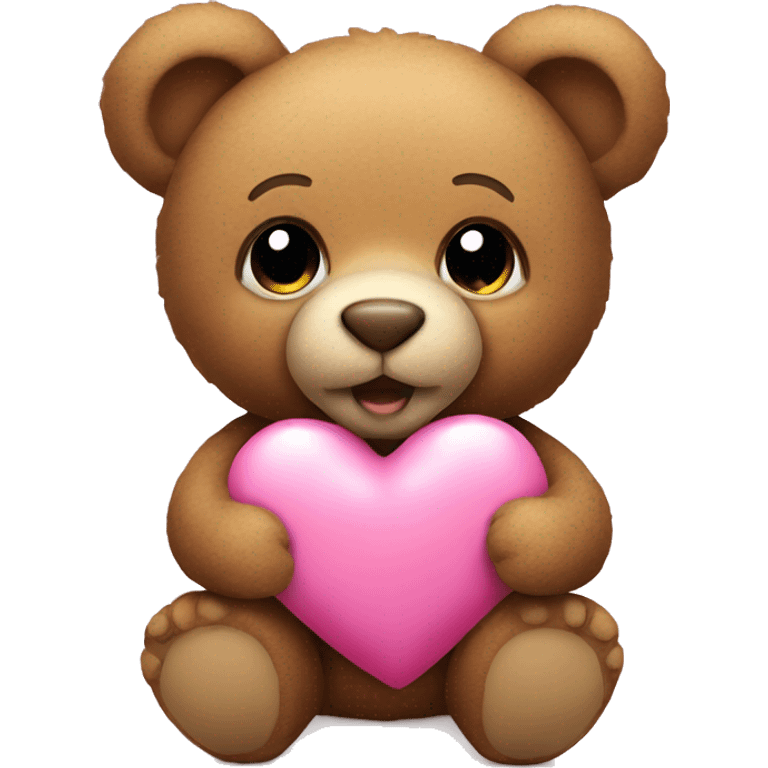 A teddy bear holds a pink heart in its paws emoji