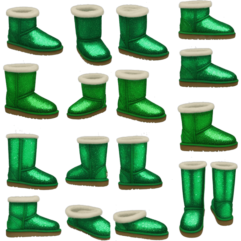 Realistic emerald green Sparkle glitter and fur Ugg boots. emoji