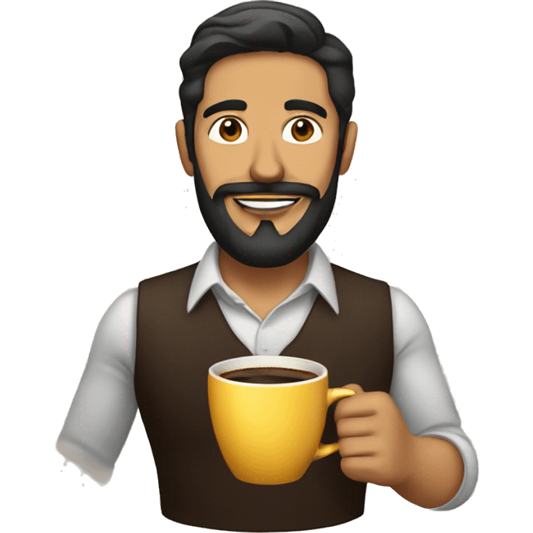 mexican man with well groomed beard and a cup of coffee emoji