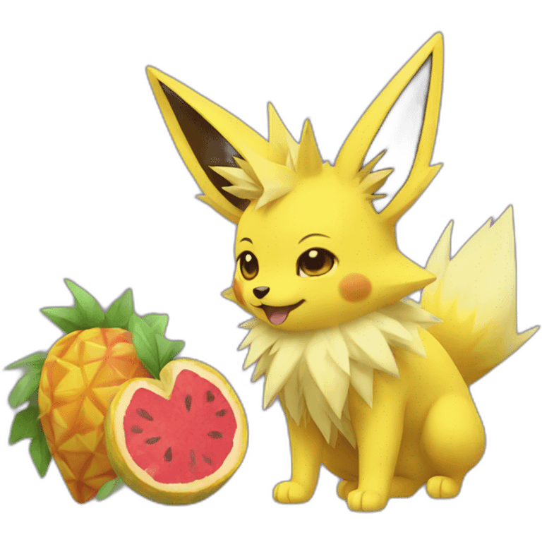 Jolteon eating a fruit emoji