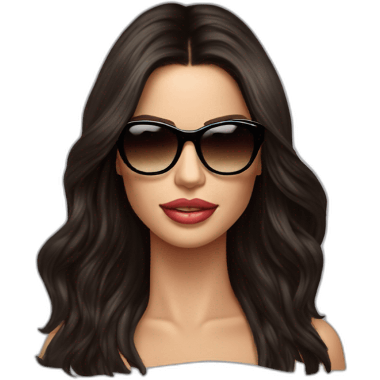 adriana lima con cabello largo y lentes de medida emoji