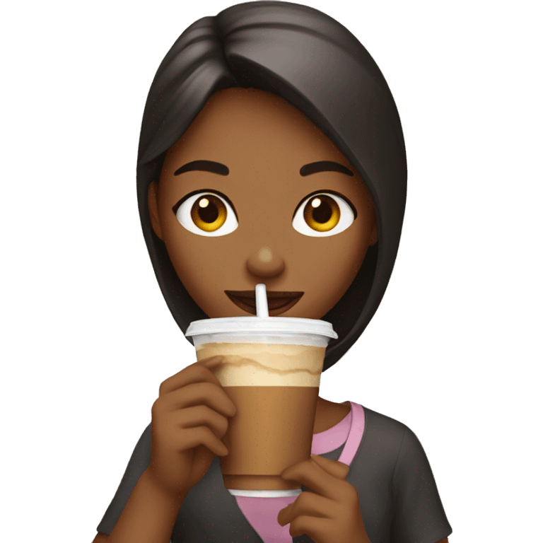 Girl sipping iced coffee emoji