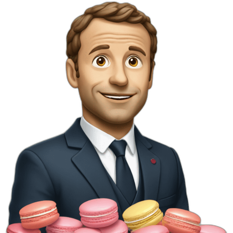 Macron mange des macarons emoji