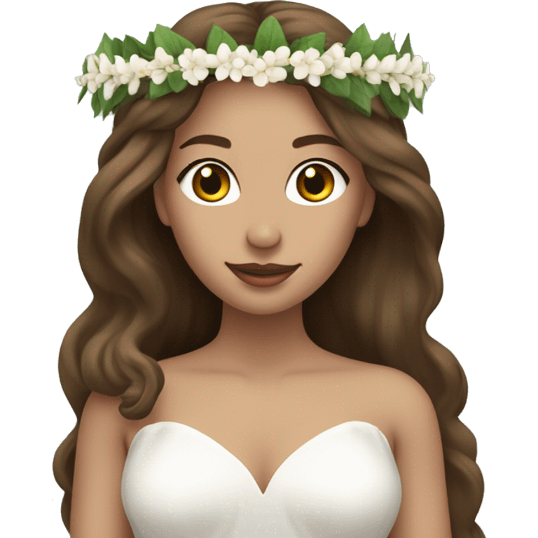 brown long haired women with white gown and spur wreath the head with white candle on top of it emoji