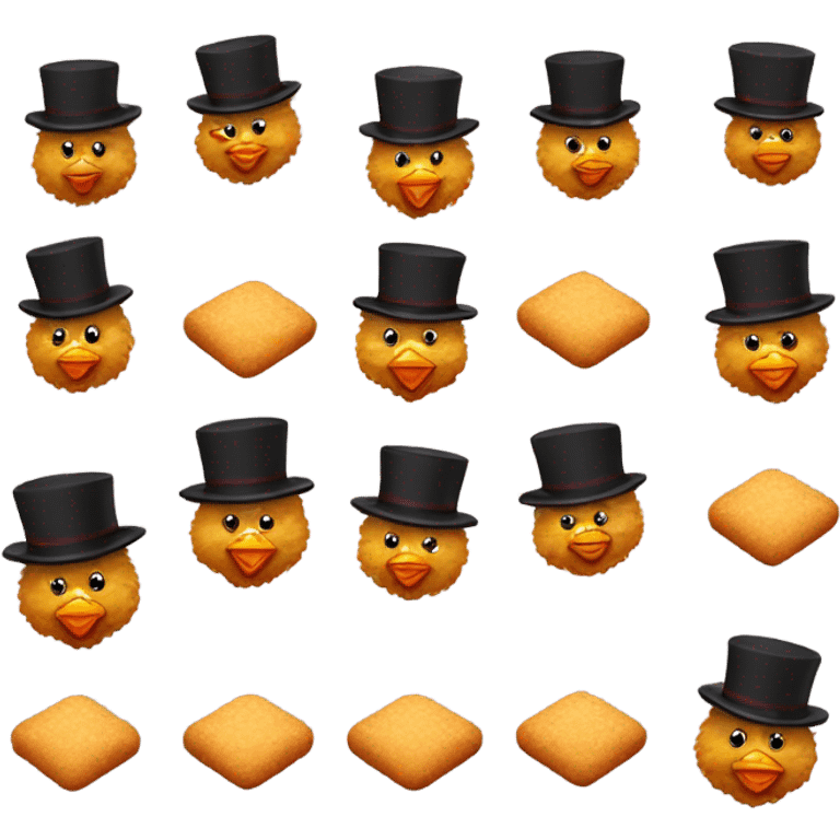 Chicken nuggets with top hats emoji