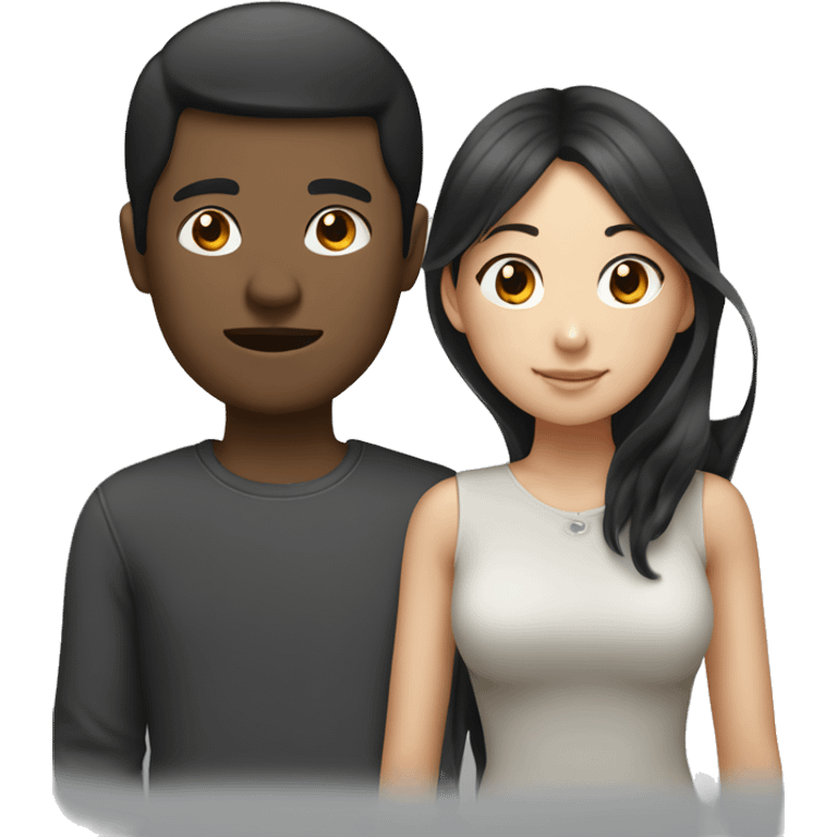 Asian girl with black guy emoji