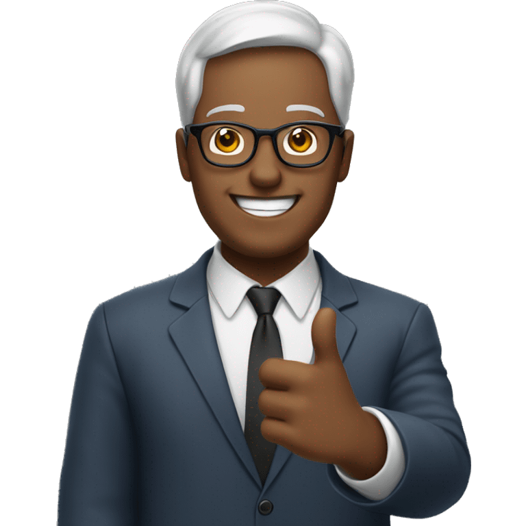 smiling man putting hands up who wearing glasses  emoji