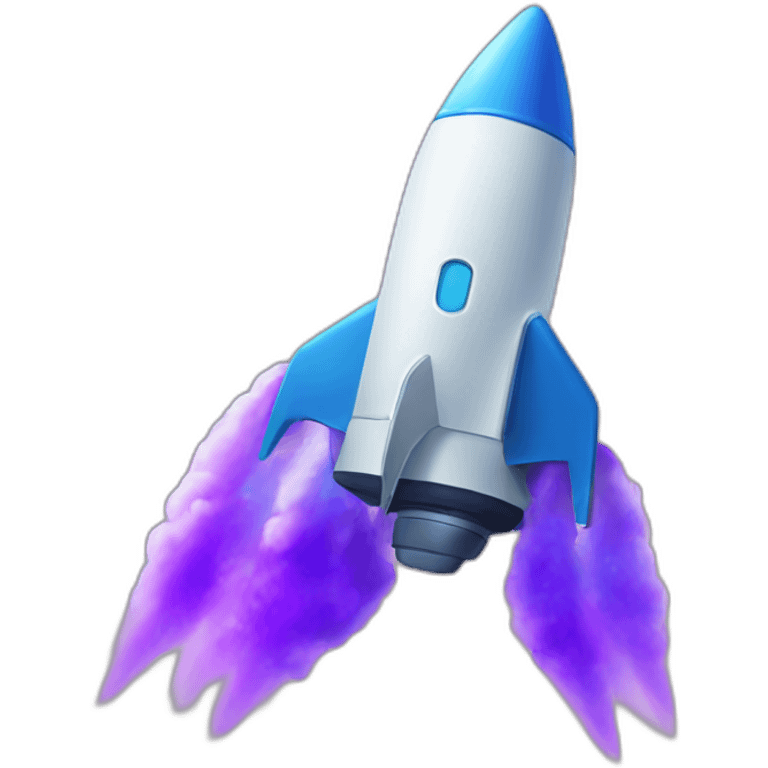 A blue and purple rocket emoji