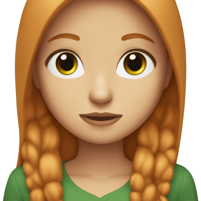 Beautiful girl with straight ginger hair with middle parting and green eyes emoji