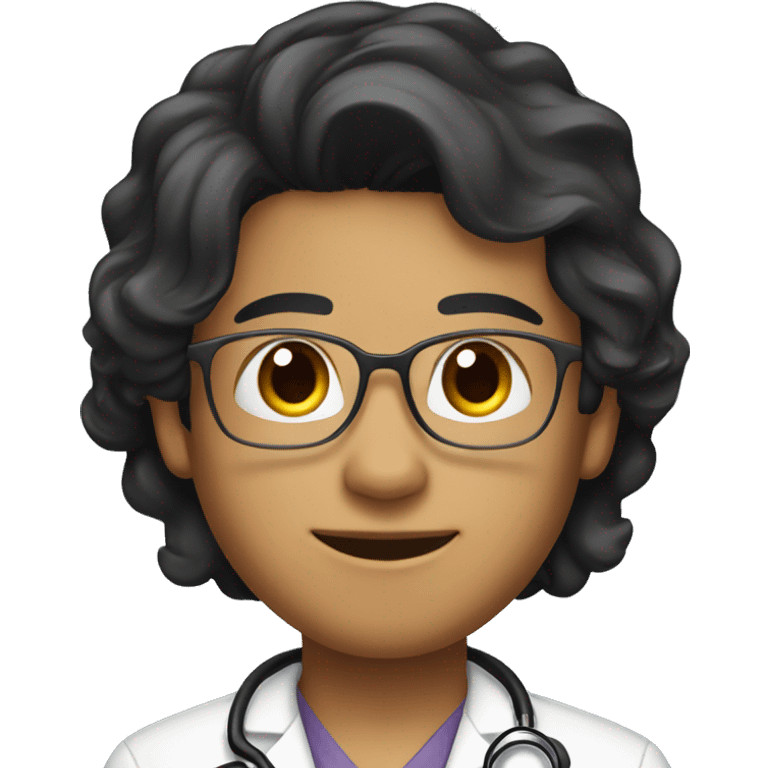 doctor, tan skin, black hair, with stethoscope emoji