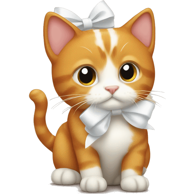 Ginger cat with a white bow emoji