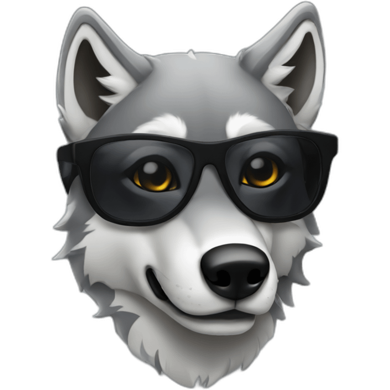 Grey wolf with black shades emoji