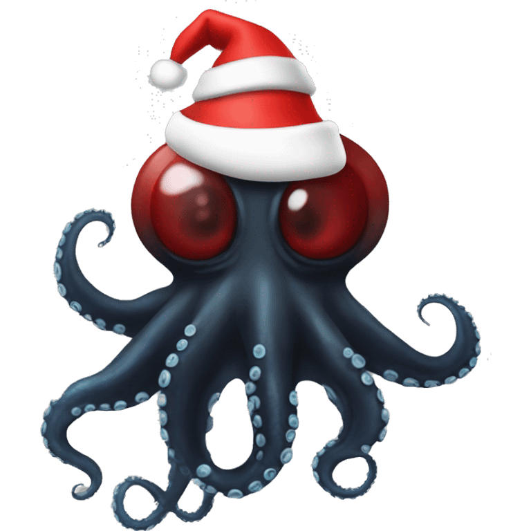 black alien octopus with santa hat emoji