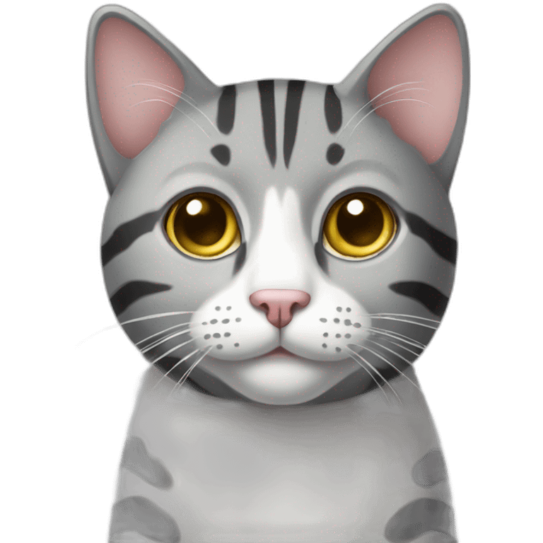 gray striped cat with white spots emoji